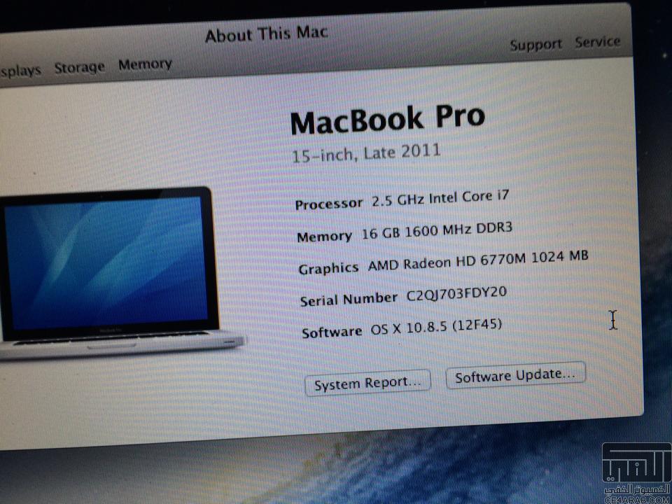 Macbook Pro 15" 1Tb Hard Drive, 16GB RAM, 2.5Ghz للبيع