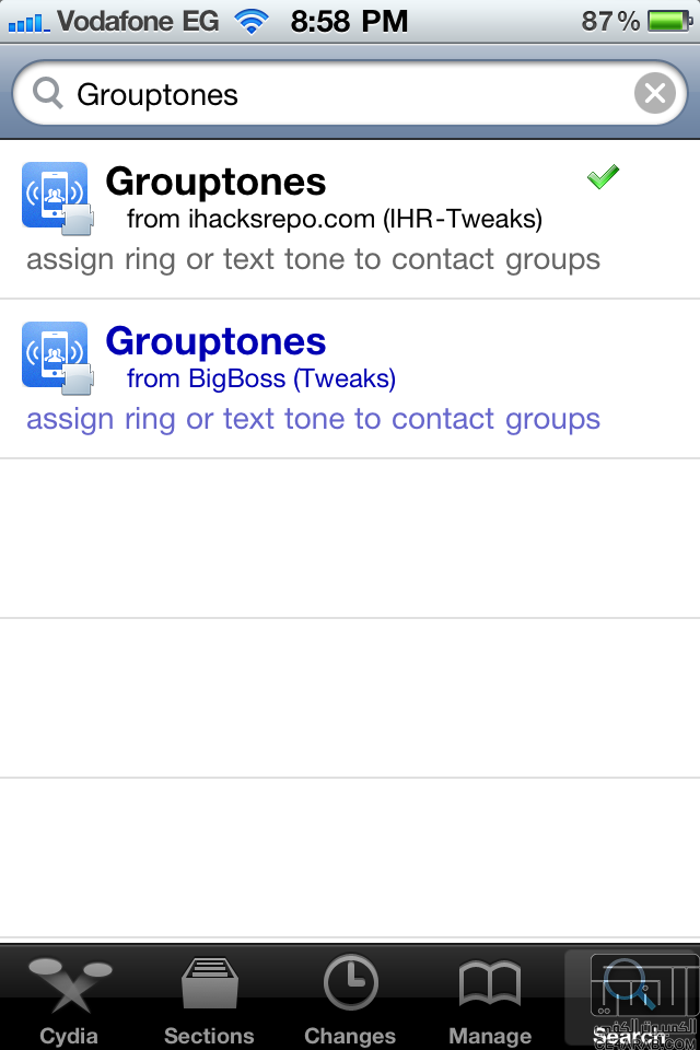 وأخيرا برنامج group tones من السيديا لتحديد نغمات للمكالمات والرسائل لمجموعات المتصلين