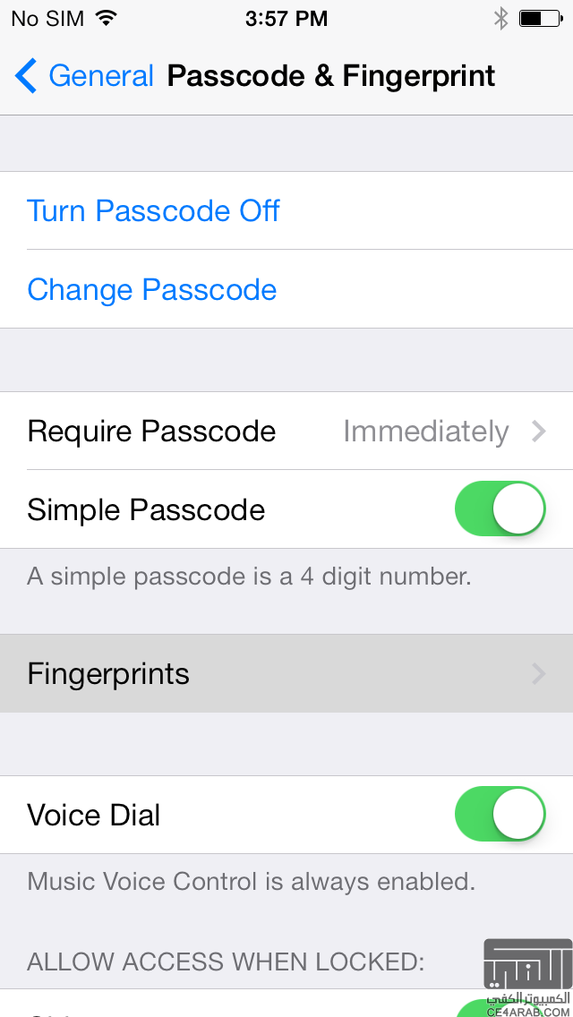 شرح: طريقة اضافة وتفعيل بصمة الاصبع في الايفون 5S
