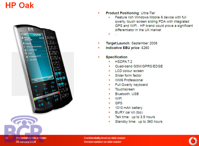 كفي Oak من HP... مواصفات قوية GPS+HSDPA+Keyboard+WiFi